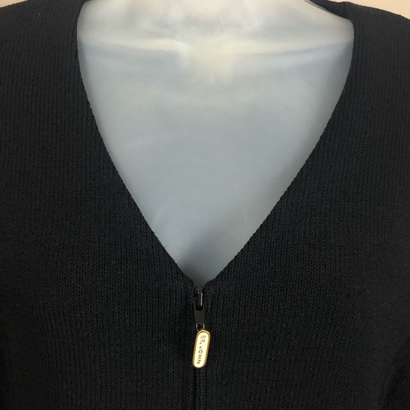 Women's St. John Collection By Marie Gray Black/White Striped Wool+ Sweater. 8 - Picture 12 of 16